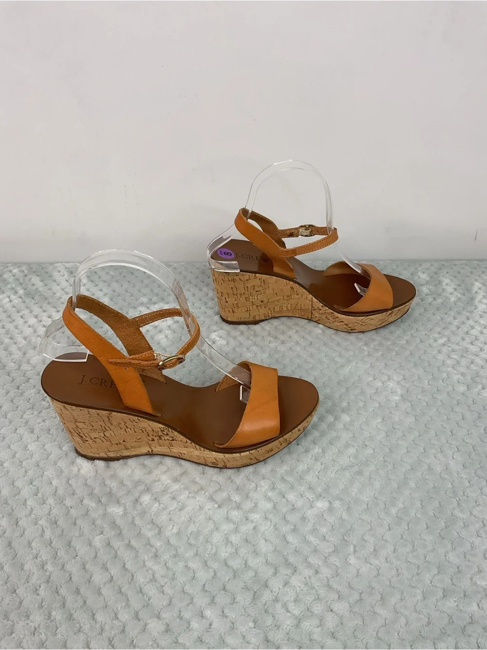 J.Crew Caden Tan Leather Cork Wedge Sandals Size 8